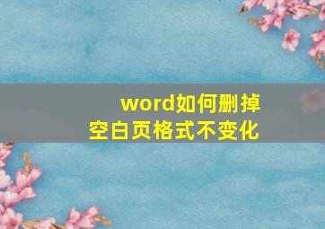 word如何删掉空白页格式不变化