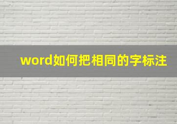 word如何把相同的字标注