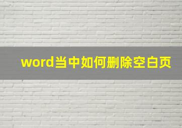 word当中如何删除空白页