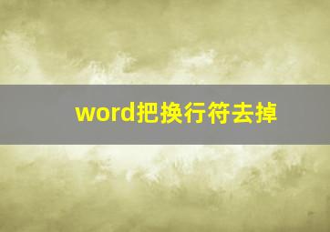 word把换行符去掉