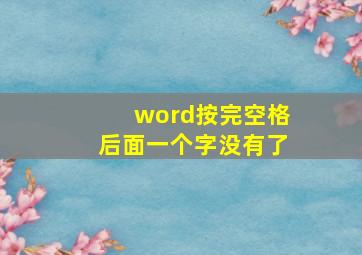 word按完空格后面一个字没有了