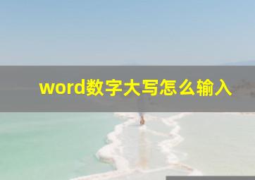 word数字大写怎么输入