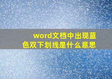 word文档中出现蓝色双下划线是什么意思