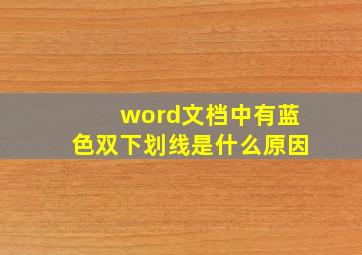 word文档中有蓝色双下划线是什么原因