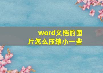 word文档的图片怎么压缩小一些