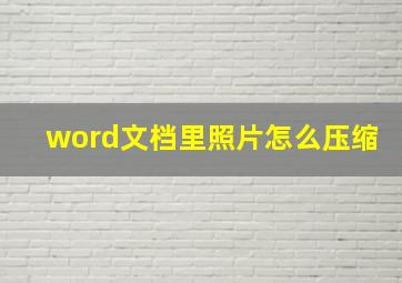 word文档里照片怎么压缩