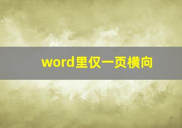 word里仅一页横向