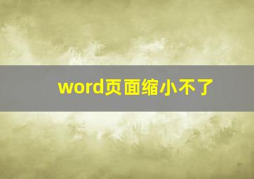 word页面缩小不了