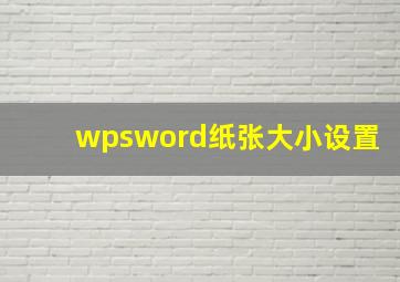 wpsword纸张大小设置