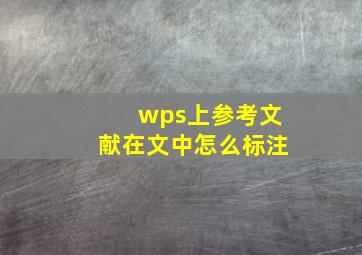 wps上参考文献在文中怎么标注