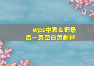 wps中怎么把最后一页空白页删掉