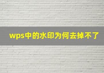 wps中的水印为何去掉不了