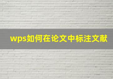 wps如何在论文中标注文献