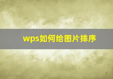 wps如何给图片排序