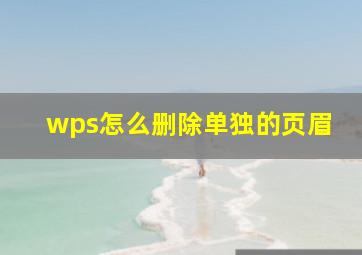 wps怎么删除单独的页眉