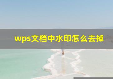 wps文档中水印怎么去掉