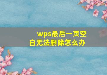 wps最后一页空白无法删除怎么办