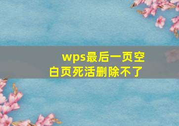 wps最后一页空白页死活删除不了