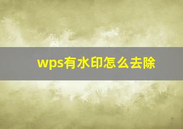 wps有水印怎么去除