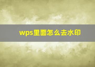 wps里面怎么去水印