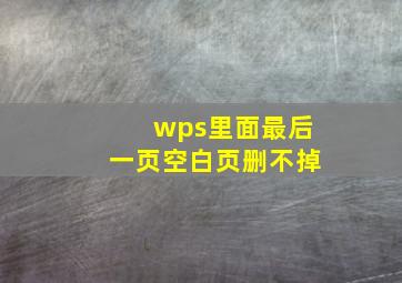 wps里面最后一页空白页删不掉