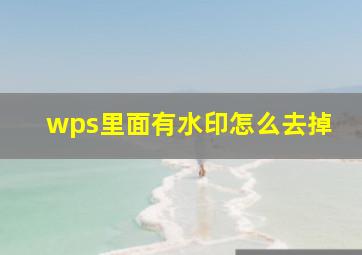 wps里面有水印怎么去掉