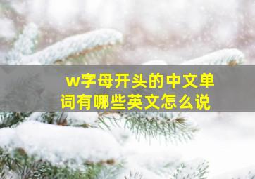 w字母开头的中文单词有哪些英文怎么说