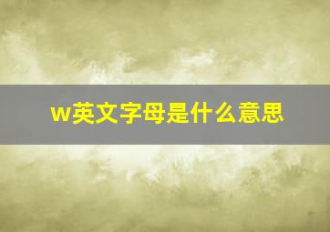 w英文字母是什么意思