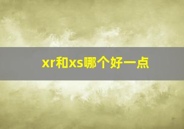 xr和xs哪个好一点