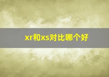 xr和xs对比哪个好