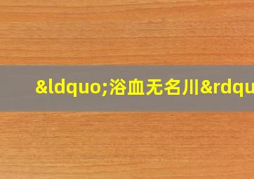 “浴血无名川”