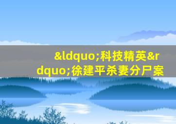 “科技精英”徐建平杀妻分尸案