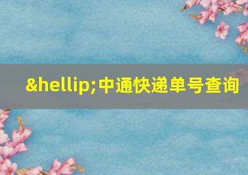 …中通快递单号查询