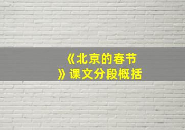 《北京的春节》课文分段概括