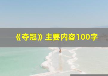 《夺冠》主要内容100字