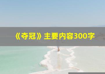 《夺冠》主要内容300字