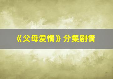 《父母爱情》分集剧情