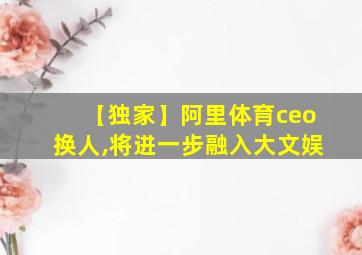 【独家】阿里体育ceo换人,将进一步融入大文娱