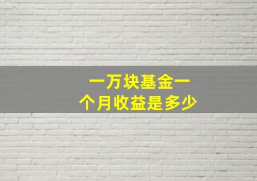 一万块基金一个月收益是多少