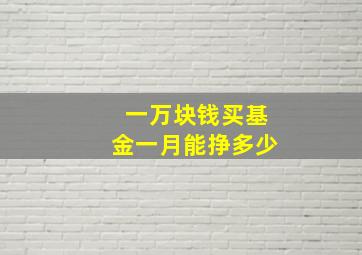 一万块钱买基金一月能挣多少