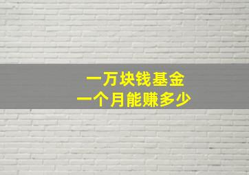 一万块钱基金一个月能赚多少