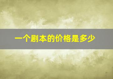 一个剧本的价格是多少