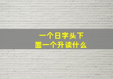 一个日字头下面一个升读什么