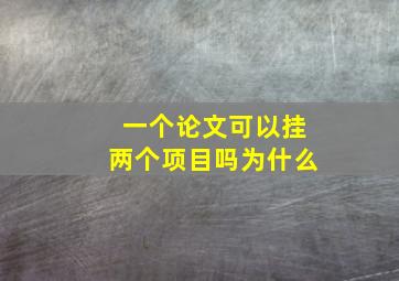 一个论文可以挂两个项目吗为什么