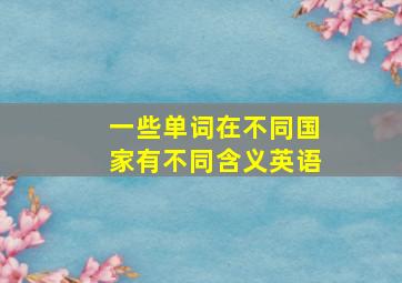 一些单词在不同国家有不同含义英语