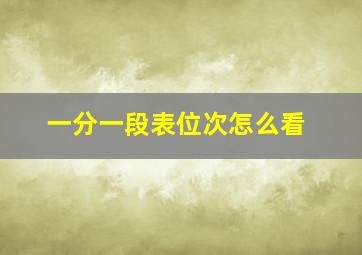 一分一段表位次怎么看