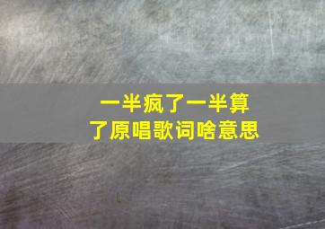 一半疯了一半算了原唱歌词啥意思