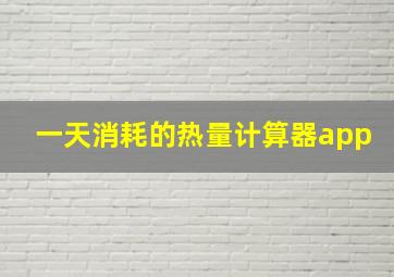 一天消耗的热量计算器app