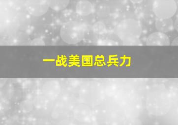 一战美国总兵力