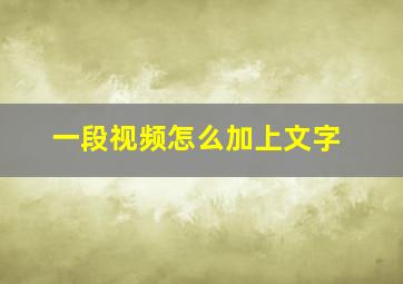 一段视频怎么加上文字